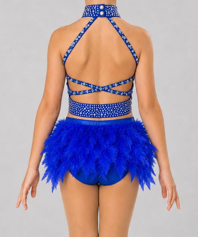 Royal Blue Jazz and Tap Dance Costume Rhinestone Girls US Size 6  Stage Outfit for Competition & Recital - "Sapphire Soirée"