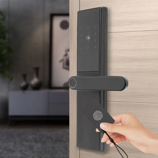 Smart Door Lock with Fingerprint & Keypad for Keyless Entry - United States / black