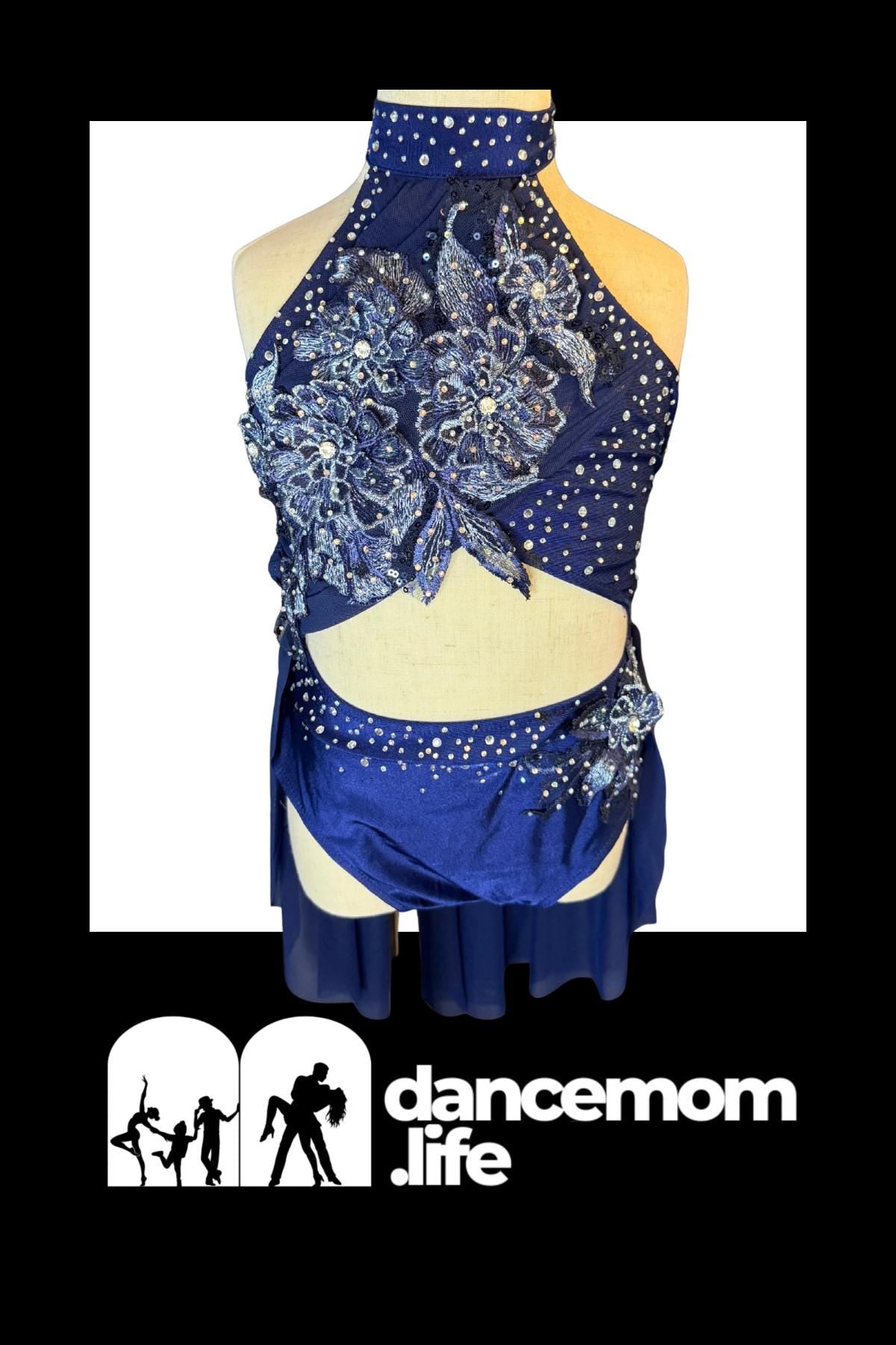 Starlit Petals - Navy Blue Lyrical Costume, Size 7/8