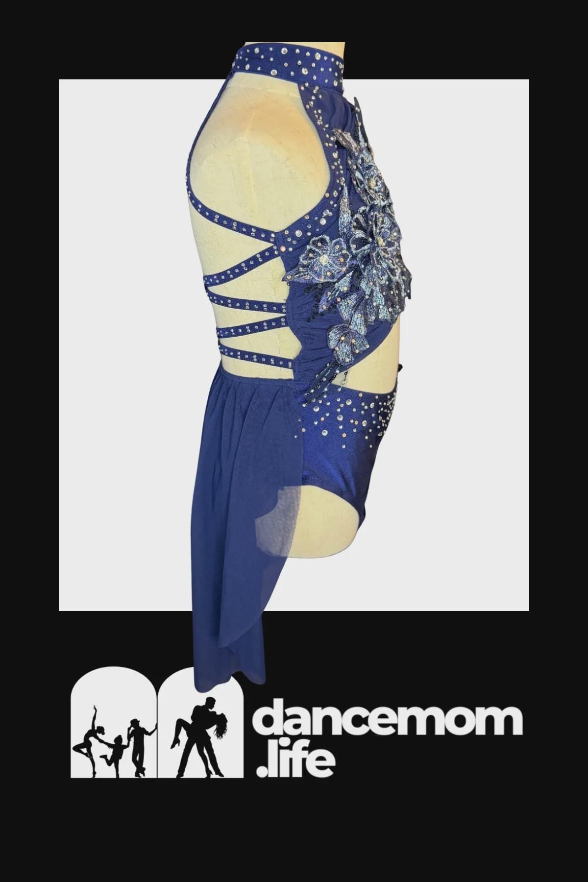 Starlit Petals - Navy Blue Lyrical Costume, Size 7/8