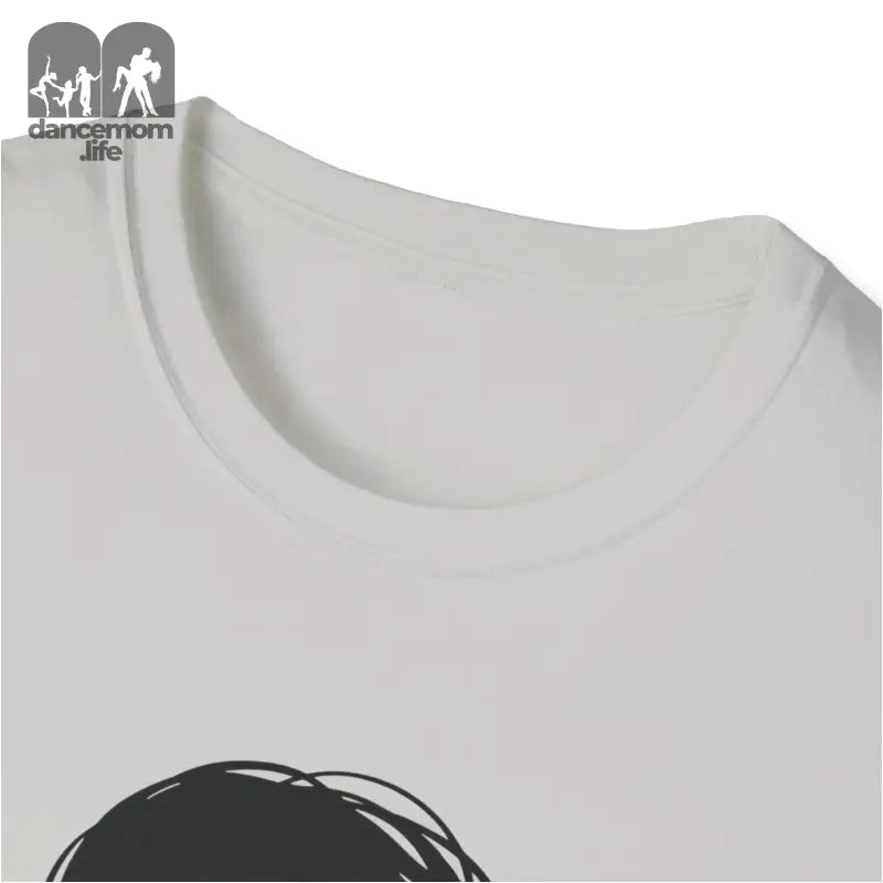 White t-shirt with partial black graphic design visible at the bottom.