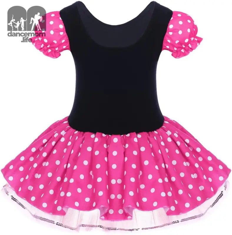 Toddler Girl Polka Dots Party Fancy Costume Tutu Dress up Dance Leotard Gymnastic Cosplay Cartoon Ear Headband