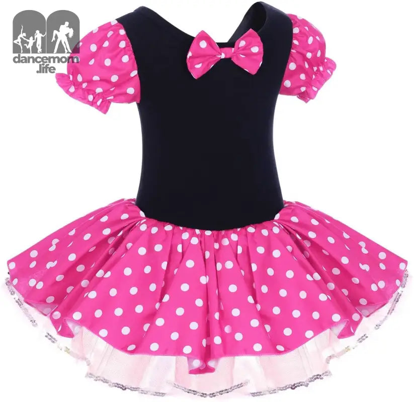 Toddler Girl Polka Dots Party Fancy Costume Tutu Dress up Dance Leotard Gymnastic Cosplay Cartoon Ear Headband