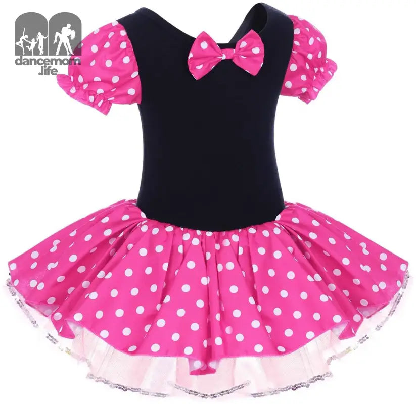 Toddler Girl Polka Dots Party Fancy Costume Tutu Dress up Dance Leotard Gymnastic Cosplay Cartoon Ear Headband