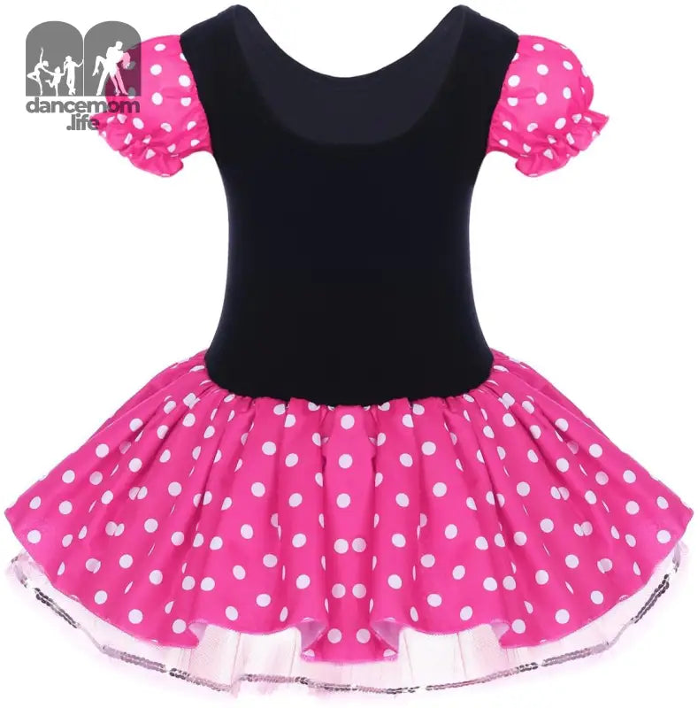 Toddler Girl Polka Dots Party Fancy Costume Tutu Dress up Dance Leotard Gymnastic Cosplay Cartoon Ear Headband