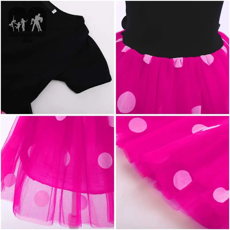 Toddler Baby Girls' Polka Dots Tutu Pokda Dots Dresses Fancy Dance Cosplay Party Dress up with Ears Headband