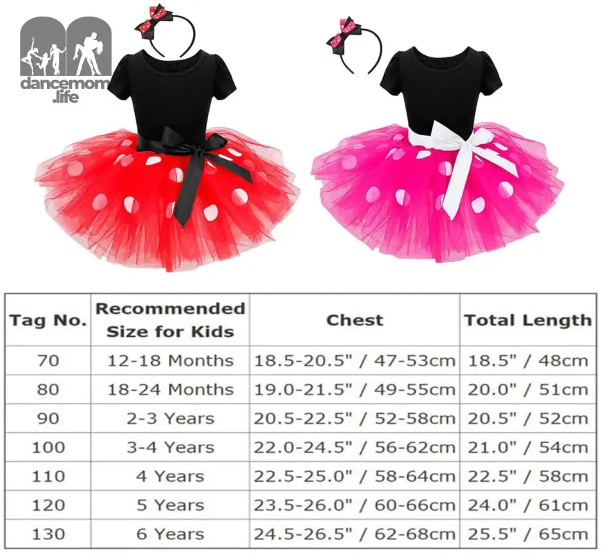 Toddler Baby Girls' Polka Dots Tutu Pokda Dots Dresses Fancy Dance Cosplay Party Dress up with Ears Headband