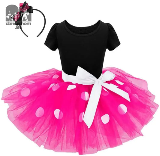 Toddler Baby Girls' Polka Dots Tutu Pokda Dots Dresses Fancy Dance Cosplay Party Dress up with Ears Headband