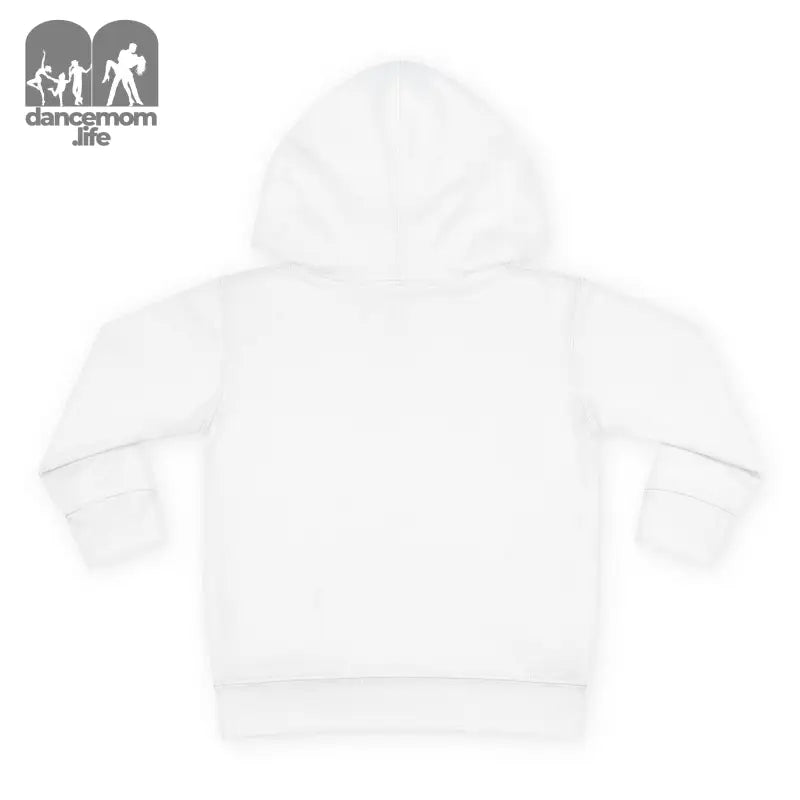 White hooded sweatshirt lying flat.