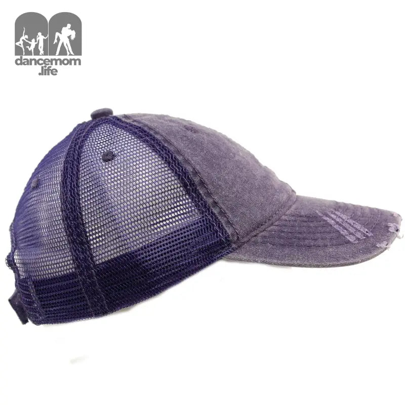 Unisex Distressed Low Profile Trucker Mesh Summer Baseball Sun Cap Hat Purple