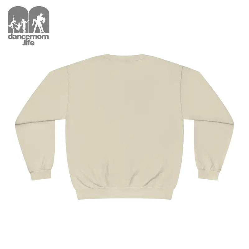 Beige crewneck sweatshirt with ribbed cuffs and waistband.