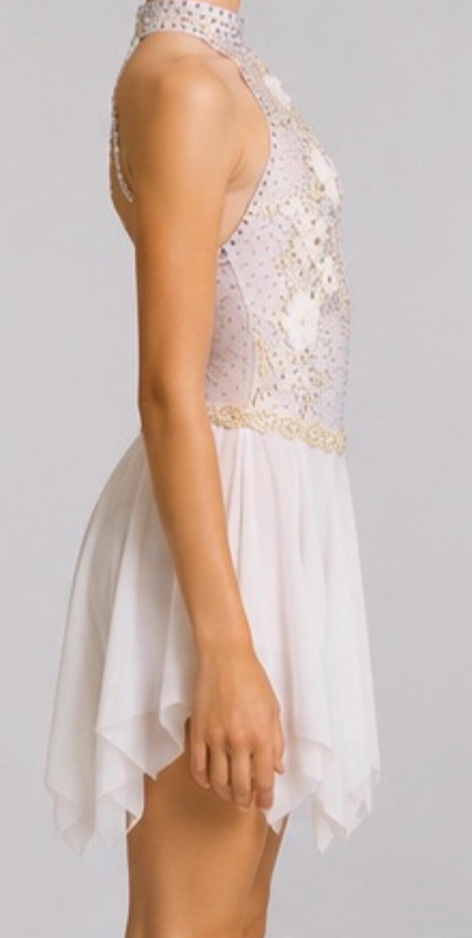 White Dance Costume | Pearl and Crystal Embellished Lyrical Dress | Girls Size 6 | Competition & Recital - "Pearl Whispers"