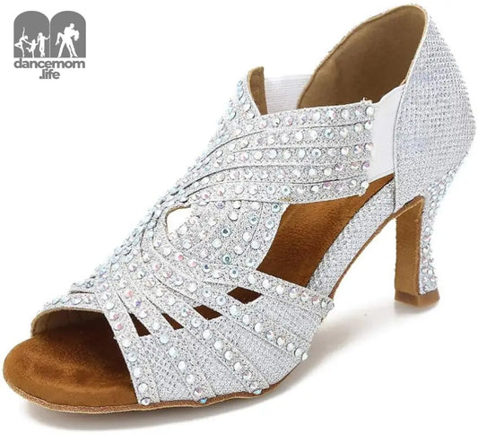 Women Rhinestone Dance Shoes Ballroom Latin Salsa Bachata Performance Dance Dancing Shoes