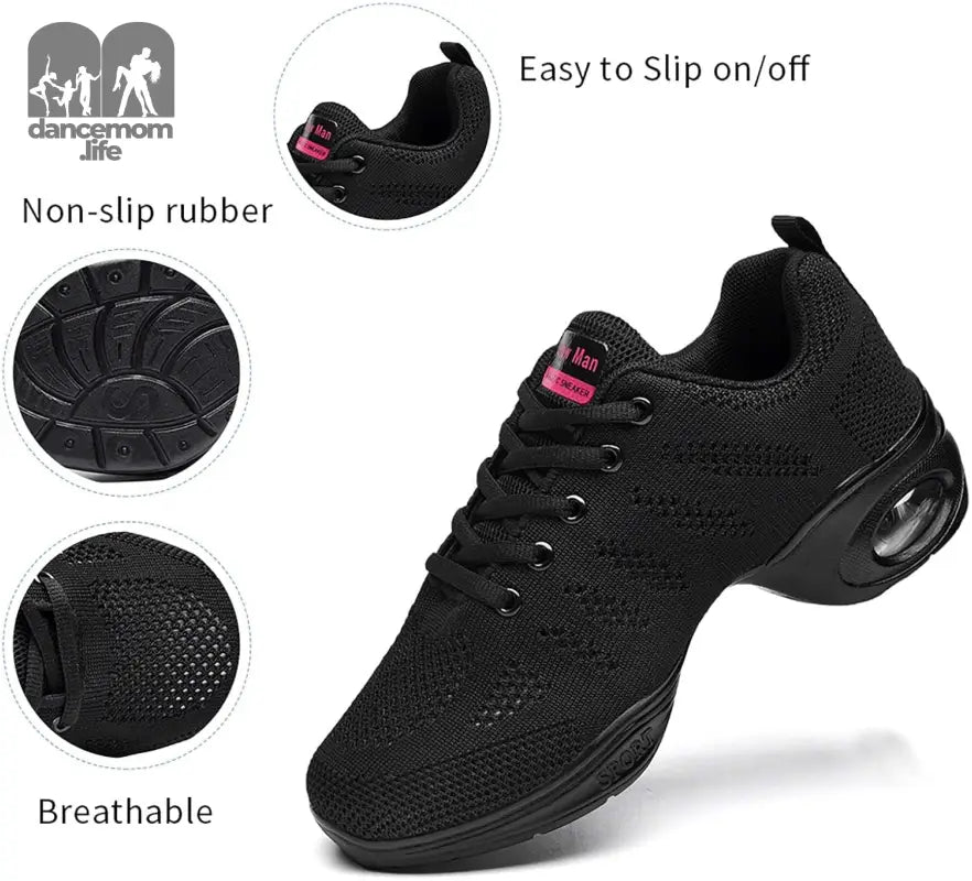 Women'S Jazz Shoes Lace-Up Sneakers - Breathable Air Cushion Lady Split Sole Athletic Walking Dance Shoes Platform