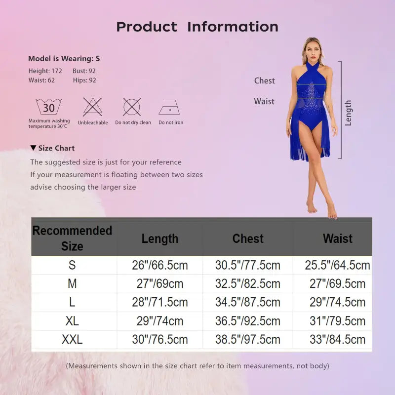 Blue halter-neck swimsuit with a high-cut leg design.