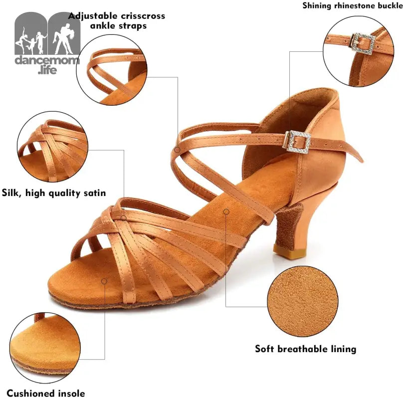 Women'S Latin Dance Shoes Satin Professional Ballroom Salsa Practice Performance Dance Shoes