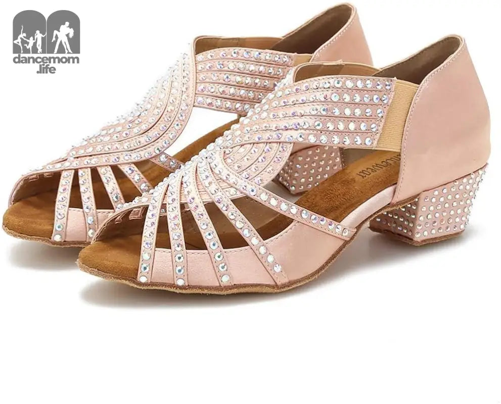 Women Rhinestone Dance Shoes Ballroom Latin Salsa Bachata Performance Dance Dancing Shoes