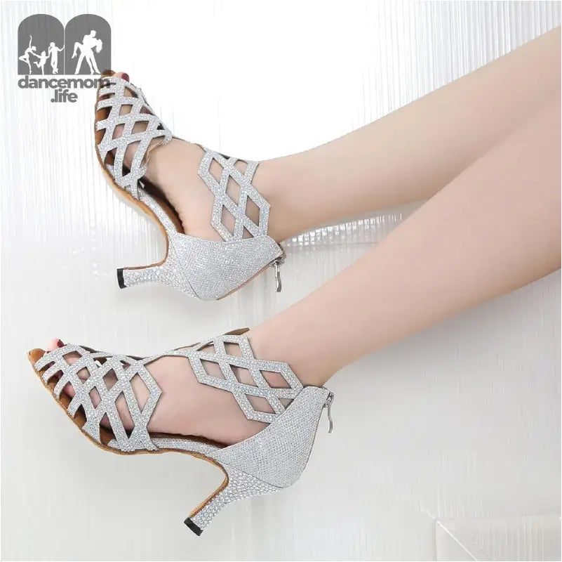 Women'S Ballroom Rhinestone Dance Shoes, Latin Salsa Bachata Practice Performance Dancer Shoes