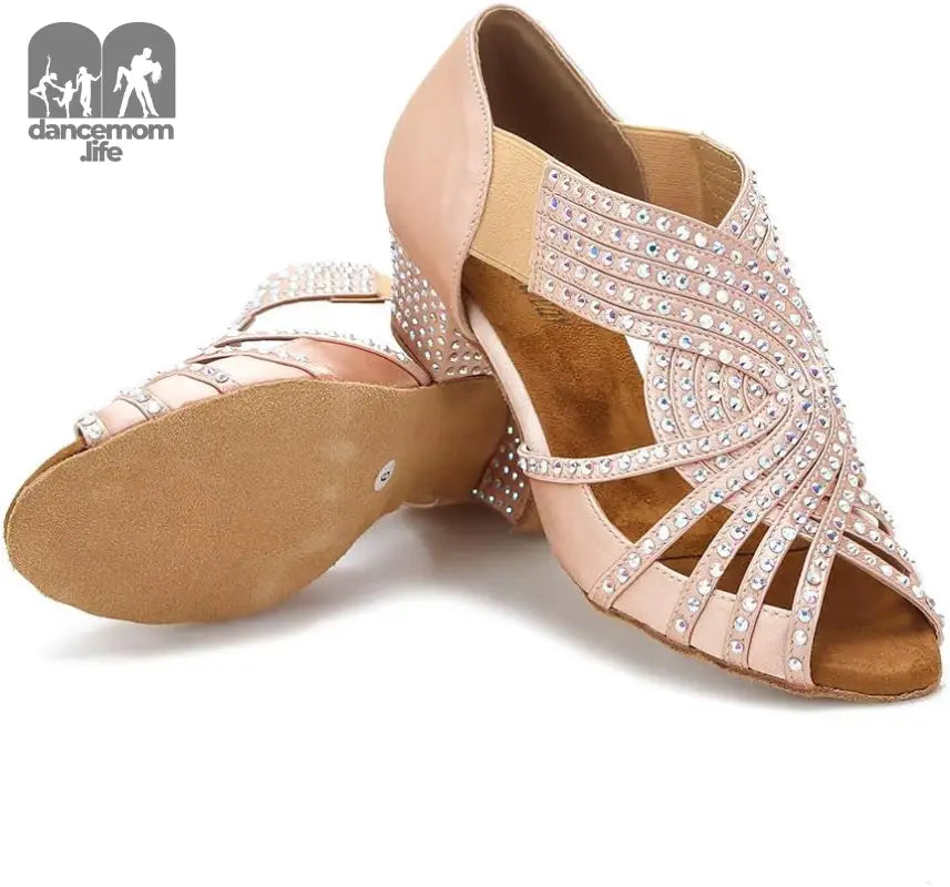 Women Rhinestone Dance Shoes Ballroom Latin Salsa Bachata Performance Dance Dancing Shoes